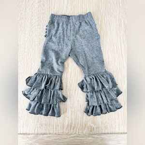 Rufflebutts Girls Ruffle Hem Knit Pants - Gray